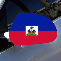 Funda para Espejo Retrovisor de Coche con Diseño Personalizado de la Bandera de Haití para Fanáticos del Fútbol, Impresión Digital, Poliéster Ecológico