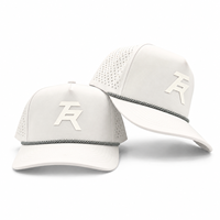 Casquette de golf 5 panneaux en polyester/coton Dobby Dot avec logo personnalisé, haute qualité, faible MOQ, sangle réglable personnalisée, séchage rapide, ventilée, unisexe