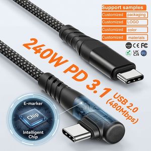 LUNGKAY Personalizado 2.0 a Macho en Ángulo Recto C 240W 480Mbps con Chip E-Marker para Carga Rápida, Transmisión de Datos y Conexión a Computadora - Product Image 2