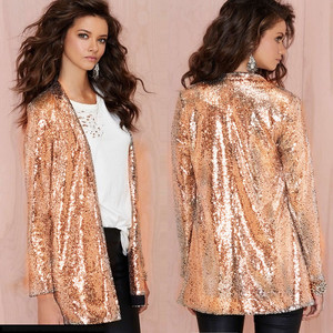 Chaqueta plateada brillante para fiesta de actuación de mujer de alta calidad, chaqueta de <span class=keywords><strong>lentejuelas</strong></span> negras doradas a la moda, chaqueta - Product Image 4