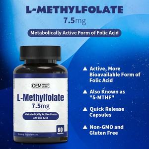 OEM/ODM L méthyl folate 5-MTHF Plus méthyl B12 cofacteur capsules pour l'humeur homocystéine méthylation Cognition - Product Image 2