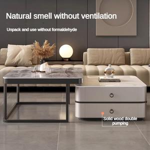 Moderno lusso elegante multifunzionale in pietra naturale di legno quadrato in vetro moderno salotto tavolini <span class=keywords><strong>da</strong></span> caffè - Product Image 3