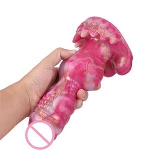 YOCY <span class=keywords><strong>precio</strong></span> al por mayor Gran Lobo <span class=keywords><strong>perro</strong></span> nudo consolador vibrador realista empuje Vagina con ventosa para masturbación de mujeres - Product Image 4