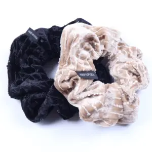 Hao Han scrunchie กำมะหยี่ขนยาวมัดผมอุปกรณ์ทำจากโพลีเอสเตอร์