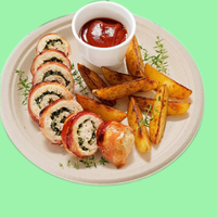 Plato Desechable Ecológico y Compostable de Bagazo, Redondo Clásico, para Fiestas, Restaurantes, Servicios de Comida y Catering
