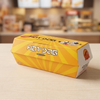 Boîte à hot-dogs jetable personnalisée imprimée, résistante à la graisse, pour emporter, emballage pour la restauration rapide, pour cheese dog, corn dog
