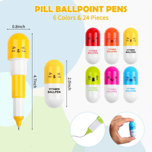 Pulpen Logo Kustom Bentuk Pil Kartun Ekspresi Wajah Unik, Dapat Ditarik Ulang, untuk Hadiah Apotek, Minggu Perawat, Sekolah, Dokter - Product Image 2