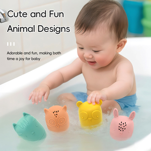 Eco Friendly Soft Silicone Kids <b>Shower</b> Toys Animal Cartoon Squeeze Sound Bathing <b>Set</b> for Baby Toddler <b>Bath</b> Fun - Product Image 6