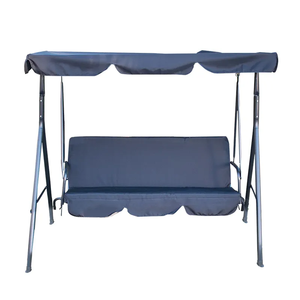 Heavy Duty Garden 3 Seater Outdoor <b>Swing</b> Chairs Black with Cushion - Product Image 2