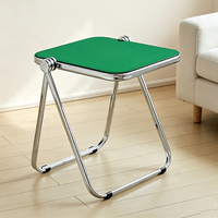 Table d'appoint carrée pliable en acrylique avec cadre en acier électroplaqué, multicolore, portable, pour salon, chambre, petit espace