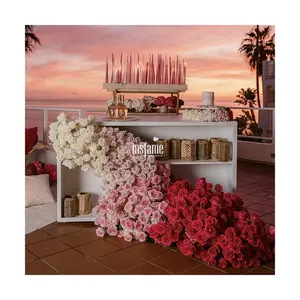MSFAME 수제 꽃꽂이 커다란 디자인 테이블 장식 레드 로즈 인공 꽃 대량