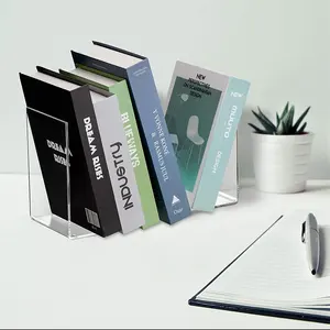 Extremos de libro de mesa de acrílico transparente para estante de libros/escritorio