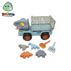 Zhiqu 야외 게임 모래 놀이 플라스틱 여름 해변 모래 장난감 트럭 세트 공룡 트럭 장난감