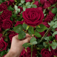 Rose rouge en velours de soie en gros, tige unique, 50 cm, tête de 8 cm, rouge classique, faite à la main, pour la Saint-Valentin, mariage, décoration intérieure
