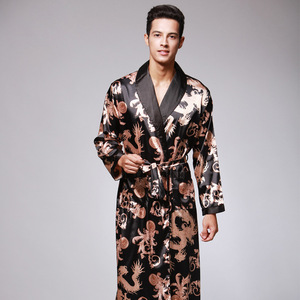 Abito di lusso in raso di seta accappatoio <span class=keywords><strong>da</strong></span> uomo <span class=keywords><strong>camicia</strong></span> <span class=keywords><strong>da</strong></span> <span class=keywords><strong>notte</strong></span> maschile Kimono <span class=keywords><strong>vestaglia</strong></span> accappatoio donna pigiami coppia - Product Image 2