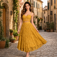 Jupe longue plissée évasée taille haute extensible en dentelle florale respirante et douce pour femme enceinte, personnalisable en gros