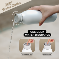 Bouteille d'eau à double paroi en acier inoxydable intérieure et extérieure avec décharge d'eau en un clic, couvercle de sortie d'eau à 360 degrés