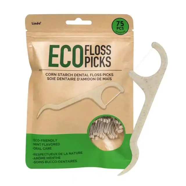 Zero rifiuti organici Flosser adulti a forma di Y biodegradabile di paglia di mais sfuso Pack filo interdentale