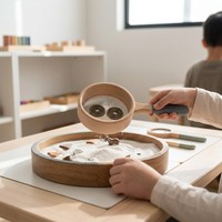 Plateau d'exploration archéologique en bois Montessori personnalisé avec cartes de guidage, boîte cadeau, OEM, jouet éducatif sensoriel naturel