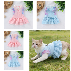 Cute Princess Dog Dress for Summer Walks Ruffled Lace Pet Skirt with Leash Ring for <b>Teddy</b> <b>Small</b> Dogs - Product Image 1