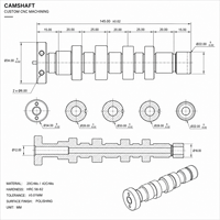 Usinage CNC personnalisé d'arbre à cames en acier allié 42CrMo améliore l'efficacité d'admission du moteur