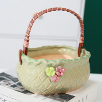Panier suspendu en rotin créatif pour la maison, style simple et frais, pot combiné de jardin, planteur de fleurs succulentes personnalisé