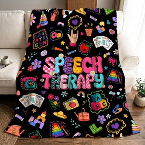 Black Speech Therapy Dinosaur Scene Flannel <b>Blanket</b> Throw <b>Blanket</b> Nap <b>Blanket</b> Lightweight Breathable <b>for</b> Winter Warmth OEM ODM - Product Image 1