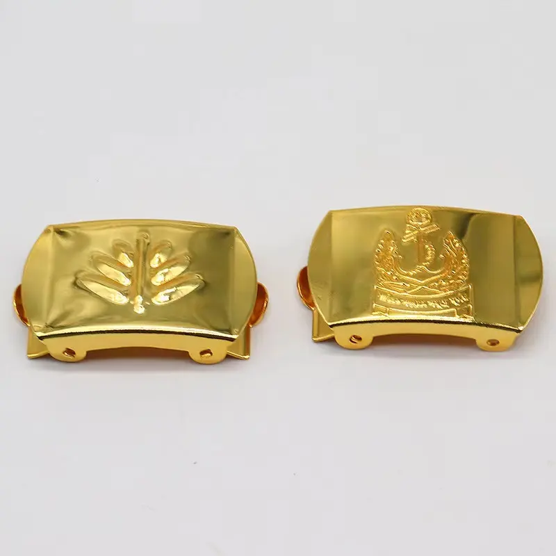 Custom Hoge Kwaliteit 18K Goud Messing Bangladesh Navy Officer Metalen Tactische Riemgesp