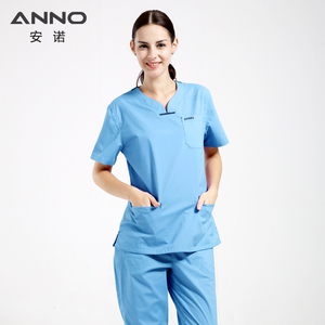 ANNO Design Ensemble de gommage médical extensible et élégant pour femmes Uniformes hautement tissés Tissu Confortable Spandex Médecin de l'hôpital OEM - Product Image 3