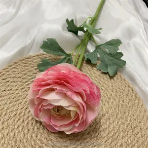 Flor artificial ranúnculo de alta qualidade com toque real para decoração de festas de casamento em casa