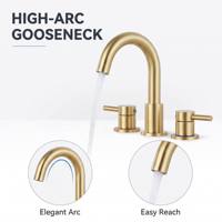 Robinet de lavabo moderne en or brossé avec raccord rapide et rotation à 360° pour usage en suite d'hôtel - Vente en gros