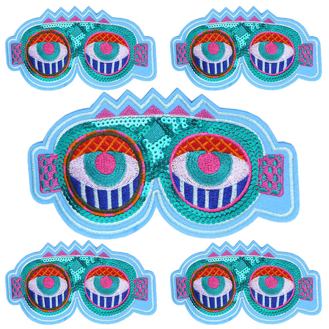 3D Three-dimensional Colored Eye Embroidery Applique Sequins Children's Clothing DIY Decorative Patch Badge Patch