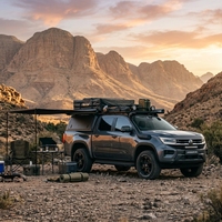 Boîte de rangement pour camionnette Volkswagen Amarok, profil bas, 3 portes, demi-hauteur, en alliage d'aluminium, pour le camping en plein air