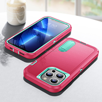 Étui robuste de défense de béquille solide pour iPhone 15 Pro Max étui de téléphone portable en galvanoplastie avec couleurs mélangées