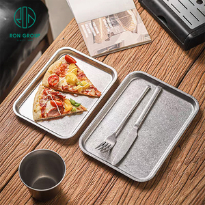 Plateau de service de restauration rapide en <span class=keywords><strong>acier</strong></span> inoxydable 304 de grande capacité carré en gros pour les couverts de dîner de restaurant d'hôtel - Product Image 1