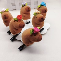 Épingles à cheveux d'animaux DIY en gros Lovely Funny Kawaii Brown Bow Hat Capybara Hair Clip en taille 5cm en tissu métallique pour le printemps