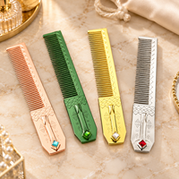 Peigne à cheveux personnalisé avec logo, boutique de beauté, cadeau de mariage, peigne à dents fines, couleur or, vert, rose, argent, peigne décoratif professionnel en métal