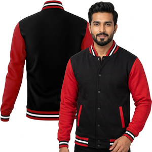 Chaqueta Clásica de Lana Tipo Letterman con Mangas de Cuero y Ribete Acanalado para Hombre, Chaqueta Varsity de Lana OEM para Hombre - Product Image 1