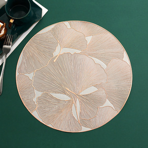 Meilleures ventes transfrontalières : Assiette en plastique motif feuille de Ginkgo, étanche, luxe léger, moderne et minimaliste, résistante à la chaleur, diamètre 38 cm, pour restaurant - Product Image 4