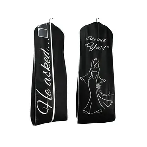 Quality Wholesale Custom Logo Polyester Breathable Clothes Cover Long Bridal Gown Non Woven Wedding Dress Garment Bag