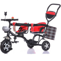 Tricycle pour jumeaux à pneus gonflables homologué CE, best-seller / Tricycle pour enfants pour jumeaux / Poussette pour jumeaux