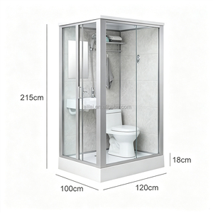 Ensemble complet de cabine de douche modulaire carrée économique avec salle de bain intégrée, installation rapide, emballage plat, taille personnalisée, pour usage en bâtiment - Product Image 2