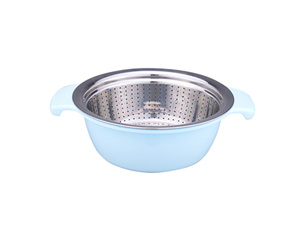 household kitchen multi-size stainless steel basin plastic drain basket strainer 201stainless steel cookware set washing basket