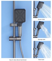 Ensemble de douche à affichage numérique en laiton gris pistolet, noyau de valve en céramique à motif de pluie légère d'ambiance pour hôtels appartements villas