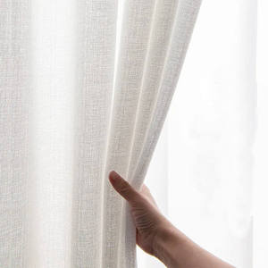 Rideau blanc de haute qualité, élégant, semi-occultant, en tissu de lin - Product Image 2