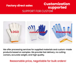 노란색/파란색 PVC 도트가 있는 흰색 면 니트 장갑, 원예, 청소, 조립용 미끄럼 방지 작업 장갑 2쌍 노란색 및 파란색 - Product Image 4