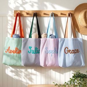 Bolsa de Mano de Lona Bordada a Mano con Rayas, Diseño Minimalista con Bloques de Color, Gran Capacidad, Cierre con Cremallera - Product Image 1