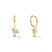 Boucles d'oreilles en argent sterling S925 avec zircon, exquises et colorées, cadeaux pour femmes, boucles d'oreilles huggie en forme d'oiseau