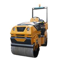 Rouleau compresseur vibrant de haute qualité pour petites routes en asphalte, à double roue en acier, 1,5 tonne, autoporté, diesel/essence
