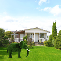 Grande sculpture d'éléphant artificielle d'extérieur de 180 cm, en mousse, statue animale en topiaire, écologique, pour Noël et mariages